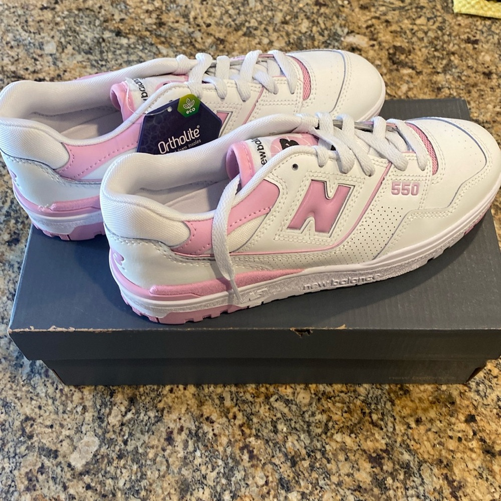 Brand new New Balance white pink ortholite 550 size US 8 
Style BBW550BD